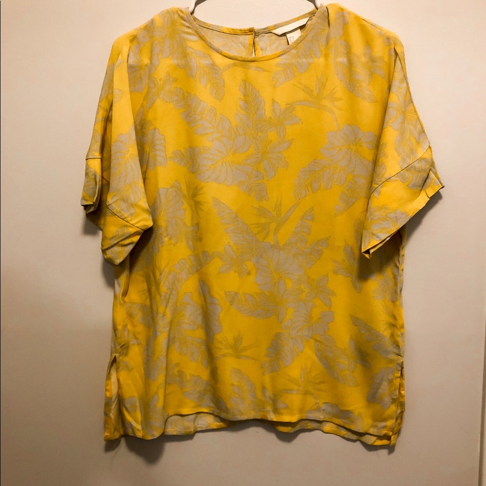 H&M yellow tropical top
